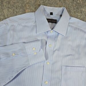 Donald J Trump Dress Shirt Men's XL - 17 34/35 Striped Blue on Blue Non Iron